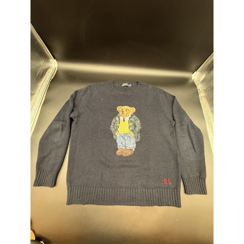 Polo Ralph Lauren Pullover Sweater Mens Large Knit Crewneck Teddy Bear 2013